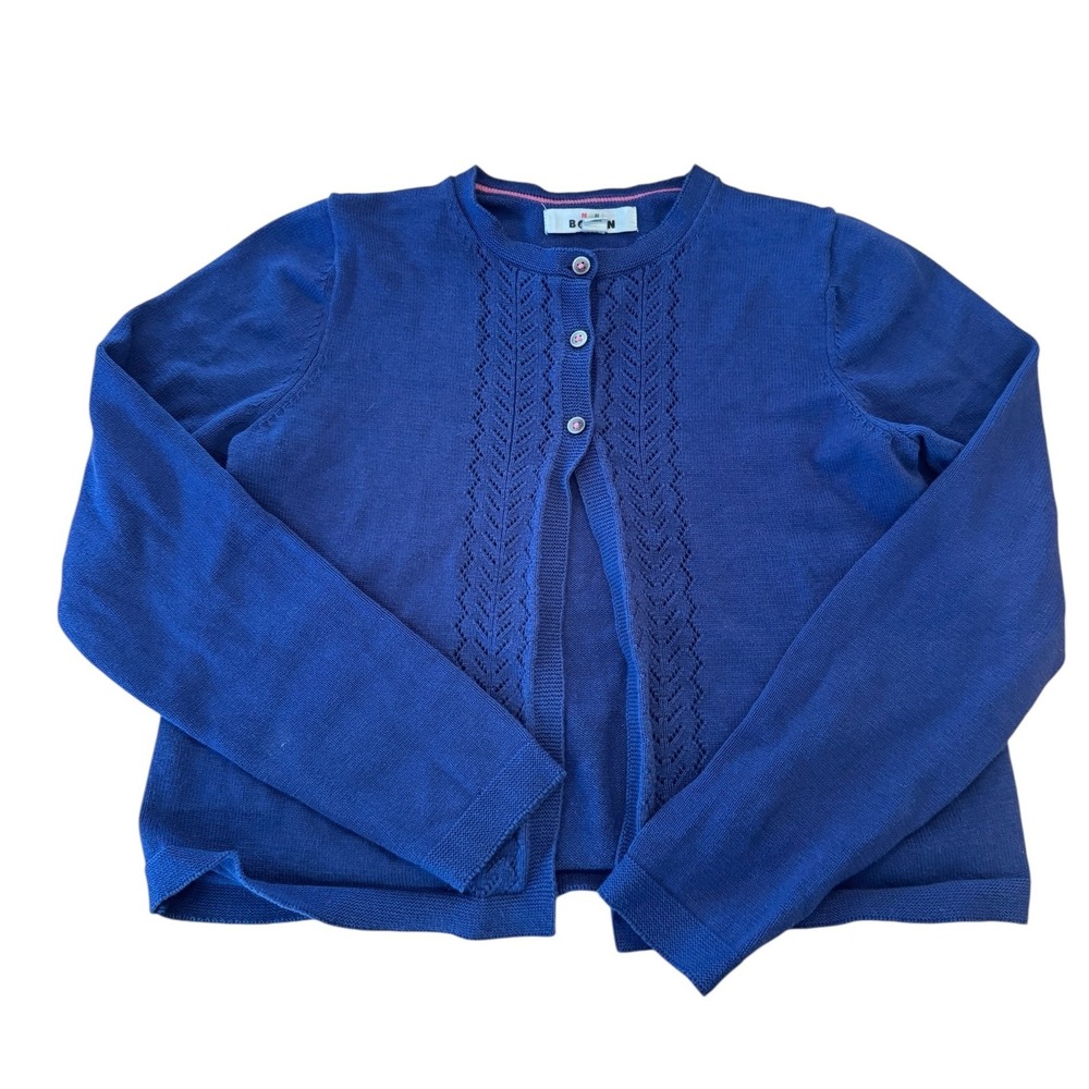 Mini Boden Girls Blue Pointelle Knit Cardigan Sweater‎ Size 11-12Y 3 button